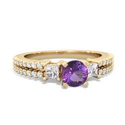 Amethyst Classic 5Mm Round Engagement 14K Yellow Gold ring R26435RD