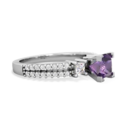 Amethyst Classic 5Mm Square Engagement 14K White Gold ring R26435SQ