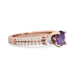 Amethyst Classic 6Mm Round Engagement 14K Rose Gold ring R26436RD