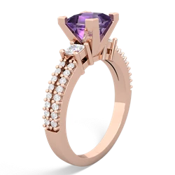 Amethyst Classic 6Mm Princess Engagement 14K Rose Gold ring R26436SQ