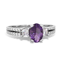 Amethyst Classic 7X5mm Oval Engagement 14K White Gold ring R26437VL