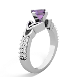 Amethyst Celtic Knot 5Mm Square Engagement 14K White Gold ring R26445SQ