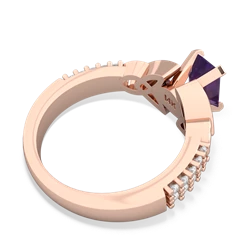 Amethyst Celtic Knot 7X5 Emerald-Cut Engagement 14K Rose Gold ring R26447EM