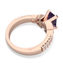 Amethyst Celtic Knot 8X6 Emerald-Cut Engagement 14K Rose Gold ring R26448EM