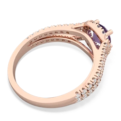 Amethyst Pave Halo 14K Rose Gold ring R5490