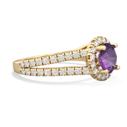 Amethyst Pave Halo 14K Yellow Gold ring R5490