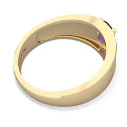 Amethyst Men's Two Lane 14K Yellow Gold ring R0363