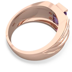 Amethyst Men's 9X7mm Emerald-Cut 14K Rose Gold ring R1835