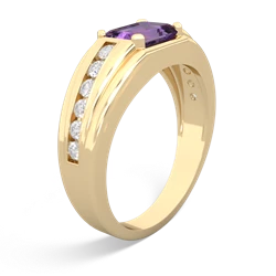 Amethyst Men's Diamond Channel 14K Yellow Gold ring R0500