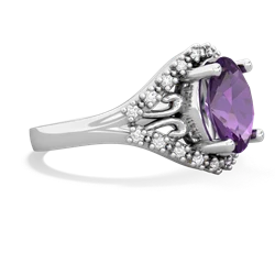 Amethyst Antique Style Cocktail 14K White Gold ring R2564