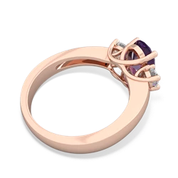 Amethyst Diamond Three Stone Oval Trellis 14K Rose Gold ring R4024