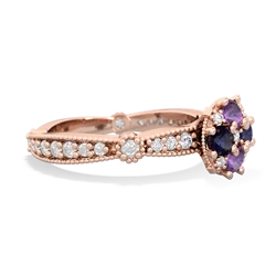 Amethyst Sparkling Tiara Cluster 14K Rose Gold ring R26293RD