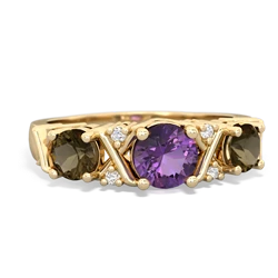 Amethyst Hugs And Kisses 14K Yellow Gold ring R5016