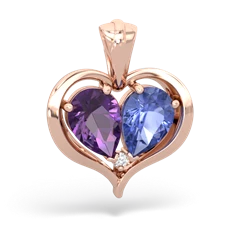 Amethyst Two Become One 14K Rose Gold pendant P5330