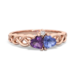 Amethyst Heart To Heart Braid 14K Rose Gold ring R5870