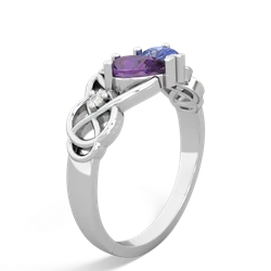 Amethyst 'One Heart' Celtic Knot Claddagh 14K White Gold ring R5322