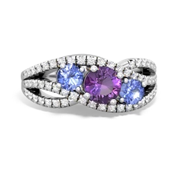 Amethyst Three Stone Aurora 14K White Gold ring R3080