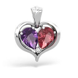 Amethyst Two Become One 14K White Gold pendant P5330