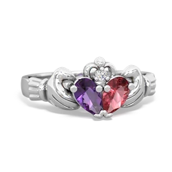 Amethyst 'Our Heart' Claddagh 14K White Gold ring R2388