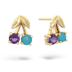 Amethyst Sweet Cherries 14K Yellow Gold earrings E7001