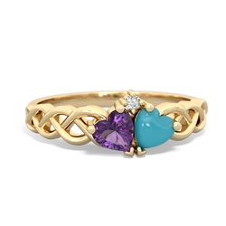 Amethyst Heart To Heart Braid 14K Yellow Gold ring R5870