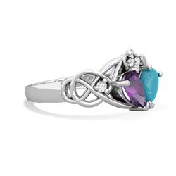 Amethyst 'One Heart' Celtic Knot Claddagh 14K White Gold ring R5322