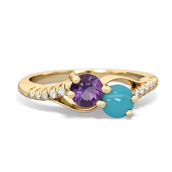 Amethyst Infinity Pave Two Stone 14K Yellow Gold ring R5285