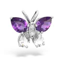 Amethyst Butterfly 14K White Gold pendant P2215