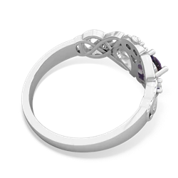 Amethyst 'One Heart' Celtic Knot Claddagh 14K White Gold ring R5322