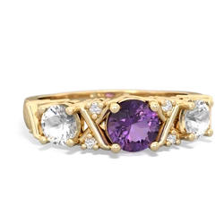 Amethyst Hugs And Kisses 14K Yellow Gold ring R5016