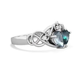 Aquamarine 'One Heart' Celtic Knot Claddagh 14K White Gold ring R5322