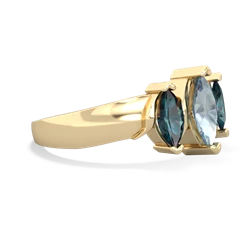 Aquamarine Three Peeks 14K Yellow Gold ring R2433