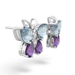 Aquamarine Butterfly 14K White Gold earrings E2215