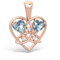 Aquamarine Celtic Trinity Heart 14K Rose Gold pendant P5331