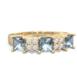 Fire Opal Three Stone Diamond Cluster 14K Yellow Gold ring R2592