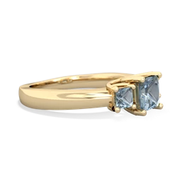 Lab Sapphire Three Stone Trellis 14K Yellow Gold ring R4015