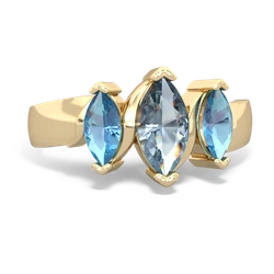 Aquamarine Three Peeks 14K Yellow Gold ring R2433