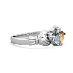 Aquamarine 'Our Heart' Claddagh 14K White Gold ring R2388