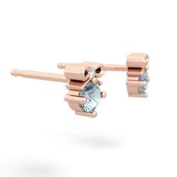 Aquamarine Diamond Bows 14K Rose Gold earrings E7002