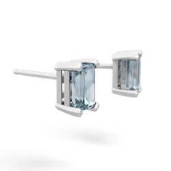 Aquamarine 6X4mm Emerald-Cut Stud 14K White Gold earrings E1855