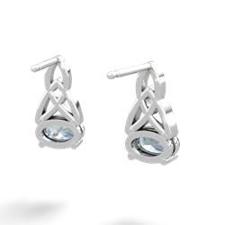 Aquamarine Celtic Trinity Knot 14K White Gold earrings E2389