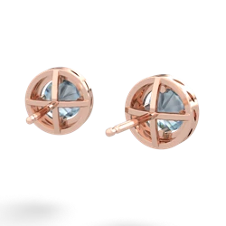 Aquamarine Halo 14K Rose Gold earrings E5320