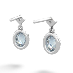 Aquamarine Antique-Style Halo 14K White Gold earrings E5720