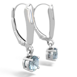 Aquamarine 5Mm Round Lever Back 14K White Gold earrings E2785