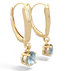 Aquamarine 5Mm Round Lever Back 14K Yellow Gold earrings E2785