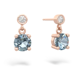 Aquamarine Diamond Drop 6Mm Round 14K Rose Gold earrings E1986