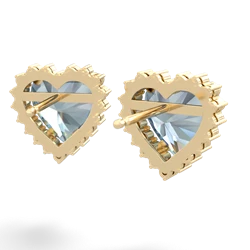 Aquamarine Sparkling Halo Heart 14K Yellow Gold earrings E0391