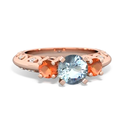 Aquamarine Art Deco Eternal Embrace Engagement 14K Rose Gold ring C2003