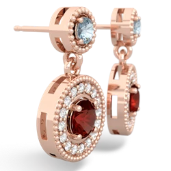 Aquamarine Halo Dangle 14K Rose Gold earrings E5319