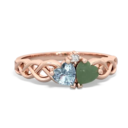Aquamarine Heart To Heart Braid 14K Rose Gold ring R5870